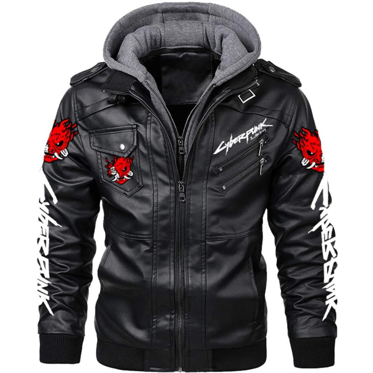 Cyberpunk Jacket Samurai Devil Black Leather Costume Jacket