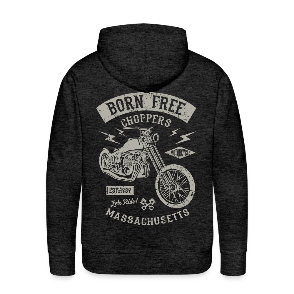 choppers Born Free Motorcycle Men’s Premium Hoodie - charcoal grey