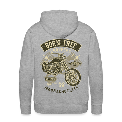 Born Free Choppers Motorcycle Men’s Premium Hoodie - heather grey