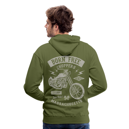 choppers Born Free Motorcycle Men’s Premium Hoodie - olive green