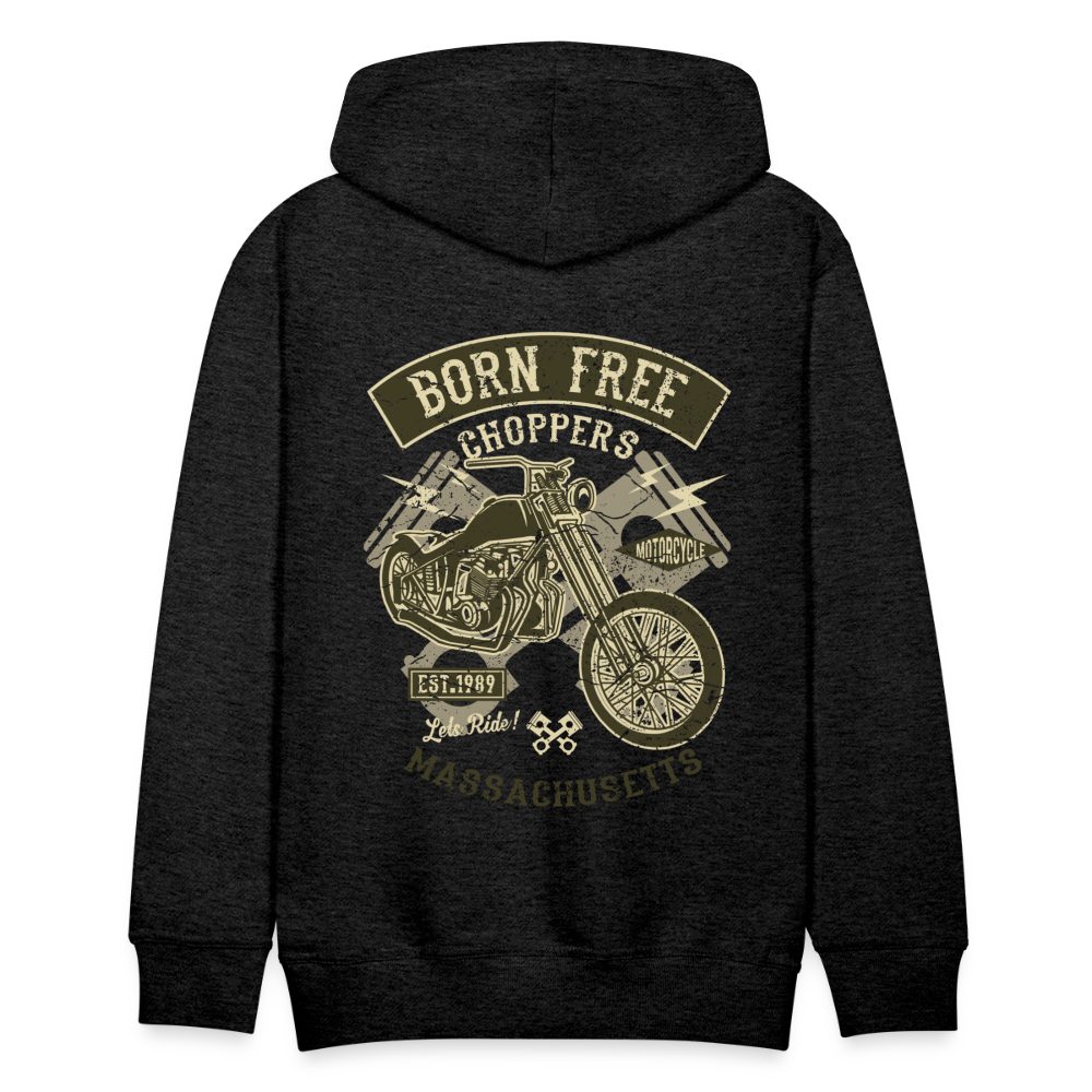 Born Free Choppers Motorcycle Men’s Premium Hoodie - charcoal grey