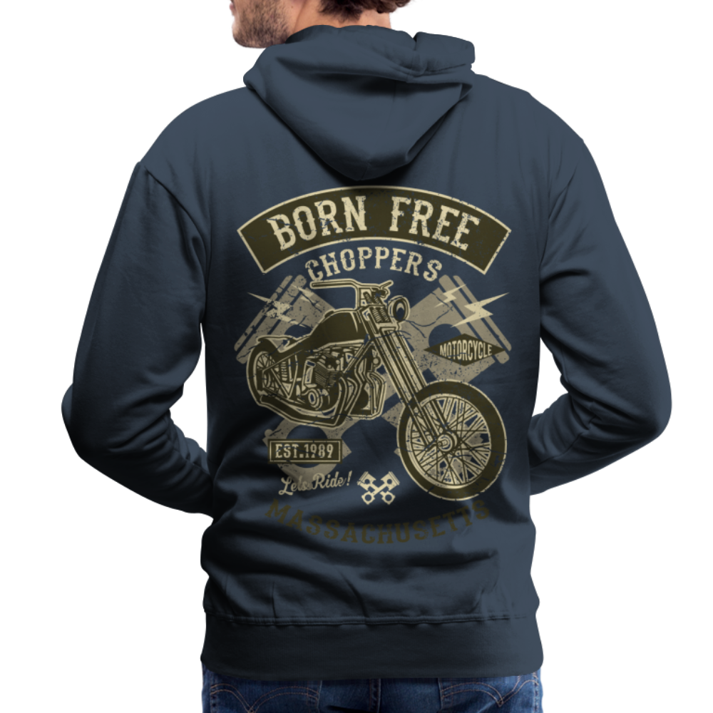 Born Free Choppers Motorcycle Men’s Premium Hoodie - navy