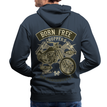 Born Free Choppers Motorcycle Men’s Premium Hoodie - navy