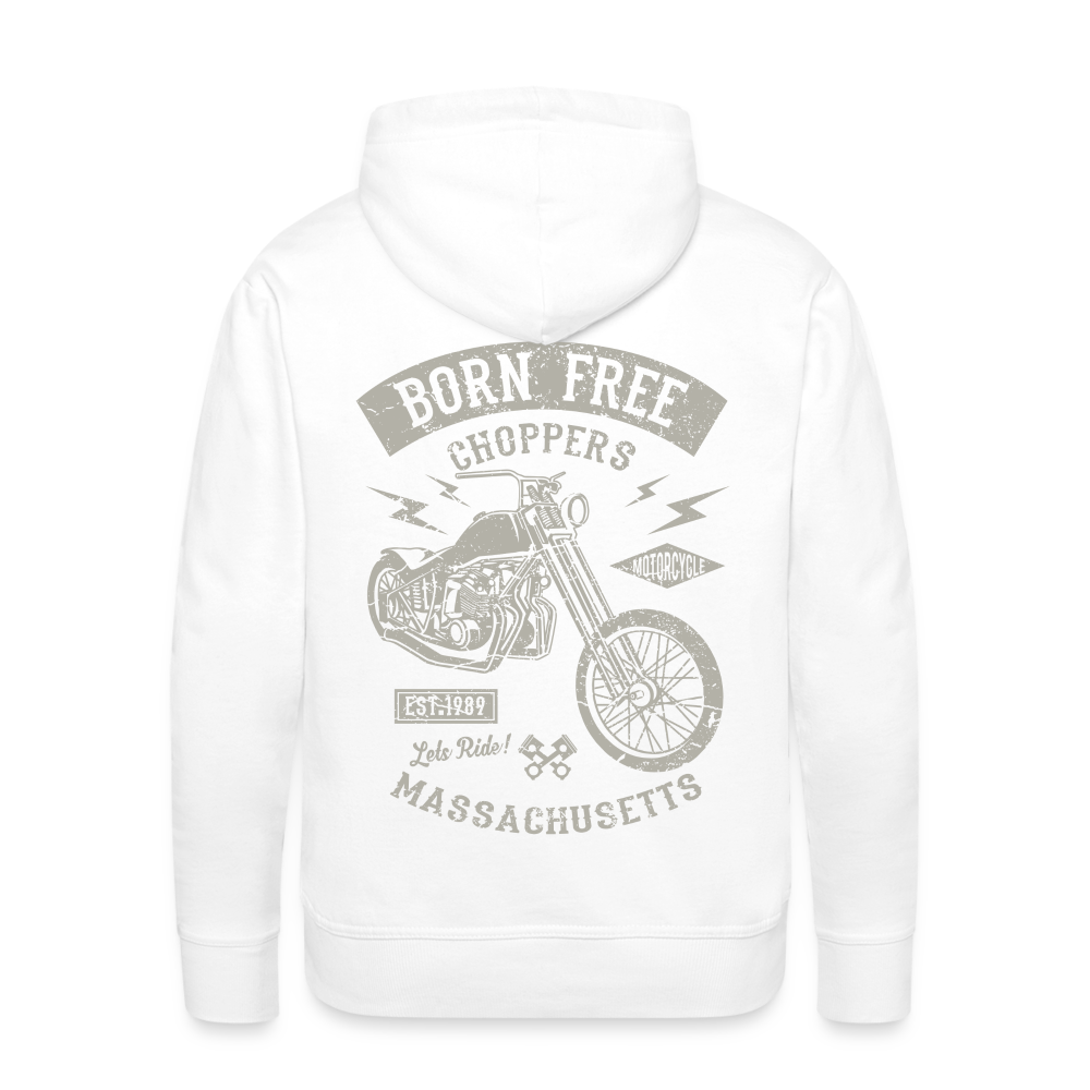 choppers Born Free Motorcycle Men’s Premium Hoodie - white