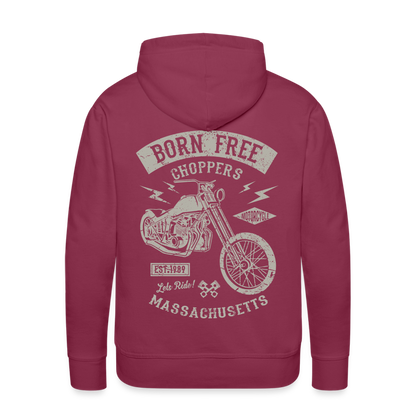 choppers Born Free Motorcycle Men’s Premium Hoodie - bordeaux