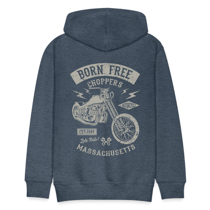 choppers Born Free Motorcycle Men’s Premium Hoodie - heather denim