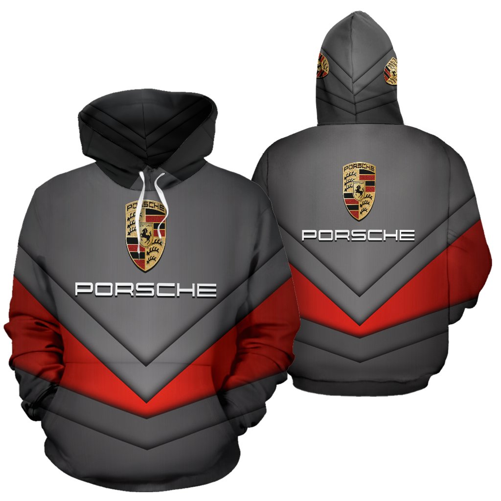 Porsche Unisex Hoodies Black Red 3D V46