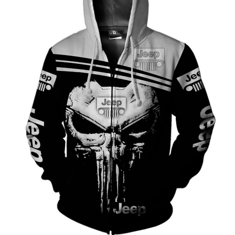 Jeep Black White Skull Unisex Hoodies 3D