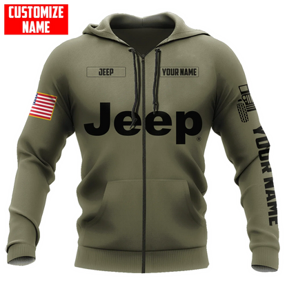 Jeep Custom Name Unisex Olive Hoodies All Over Print 3D