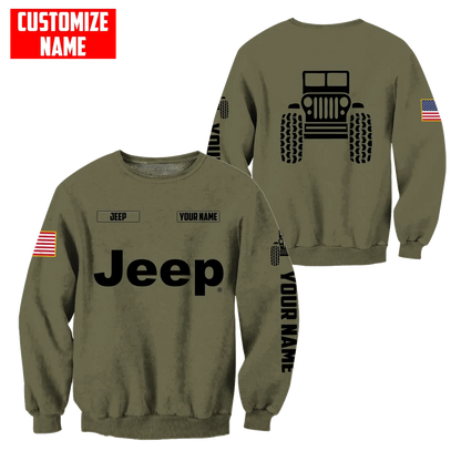 Jeep Custom Name Unisex Olive Hoodies All Over Print 3D