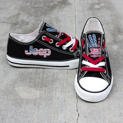 Jeep Black Low Top Jeep Wave US Flag Canvas Shoes