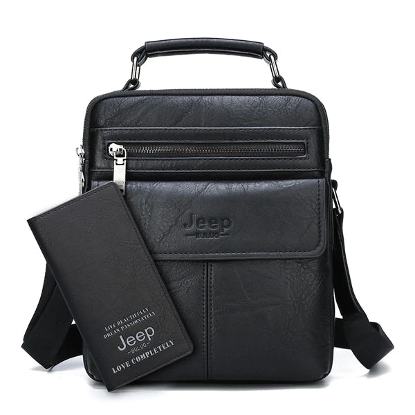 Jeep Leather Bag With Free Wallet-bag-Driver Apparel-Black-Driversapparel.com