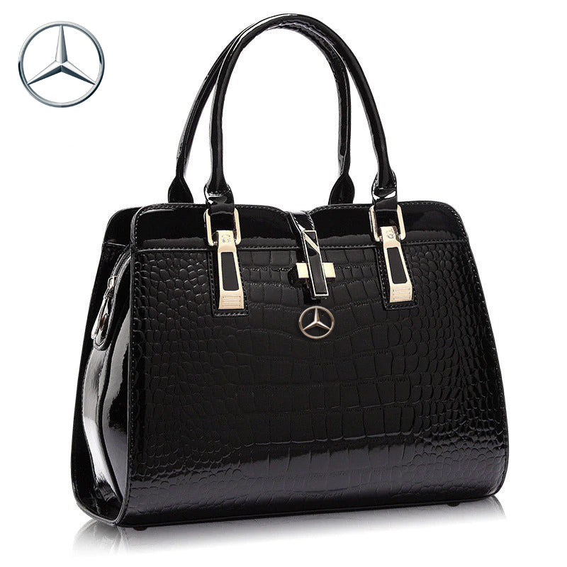 Mercedes Crocodile Leather Tote Bag-bag-Driver Apparel-Black-Driversapparel.com