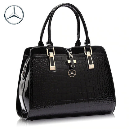 Mercedes Crocodile Leather Tote Bag-bag-Driver Apparel-Black-Driversapparel.com