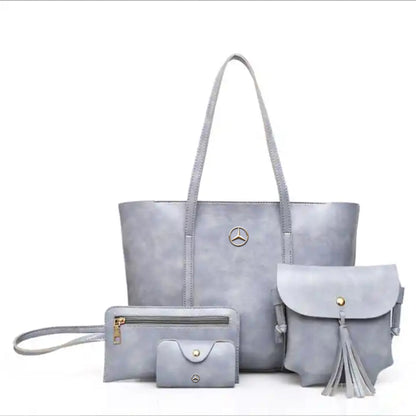 Mercedes Luxury 4Pcs Women Tote Bag Set-bag-Driver Apparel-Grey-Driversapparel.com