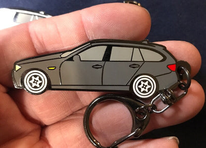 BMW Touring Wagon Enamel Keychain (E91 E36) - Dark Gray_driver_apparel_drivi.store