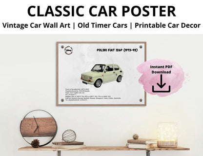 Classic Fiat 126P Wall Art: Vintage Car Poster