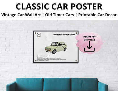 Classic Fiat 126P Wall Art: Vintage Car Poster