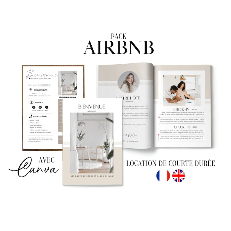 French-English Airbnb Welcome Guide and Poster Template