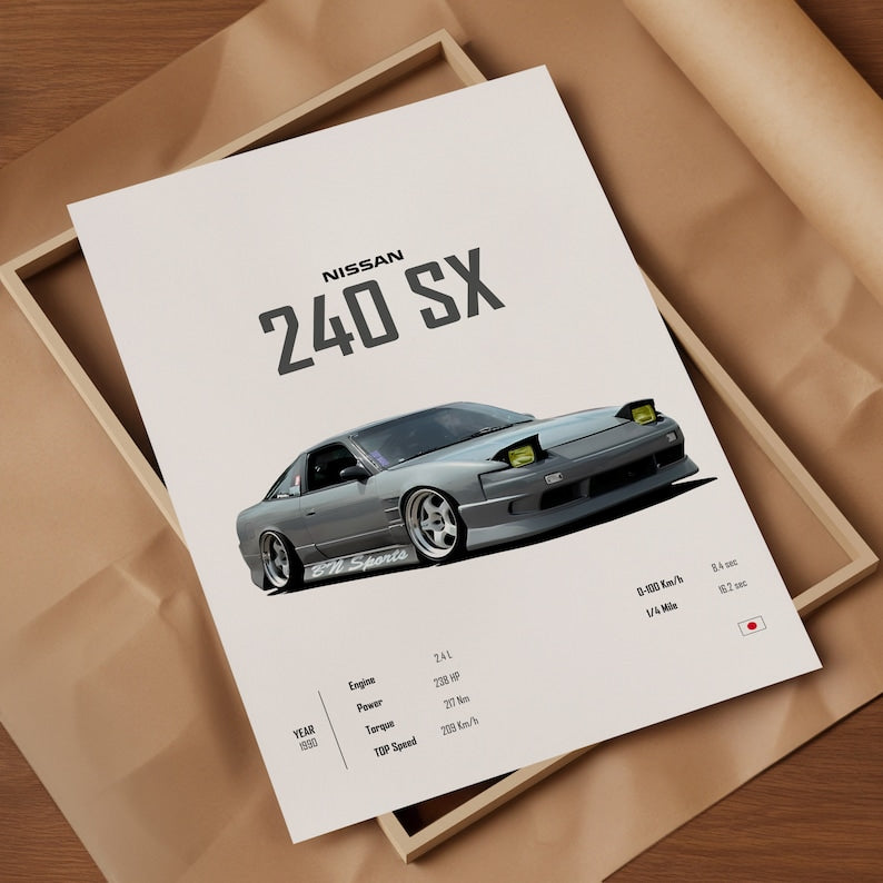 Nissan 240SX Car Poster Digital Download_driver_clothing_drivi.store