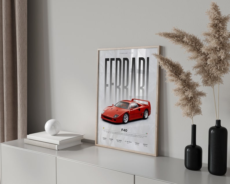 Ferrari F40 Hypercar Art Print | Digital Download_driver_clothing_drivi.store