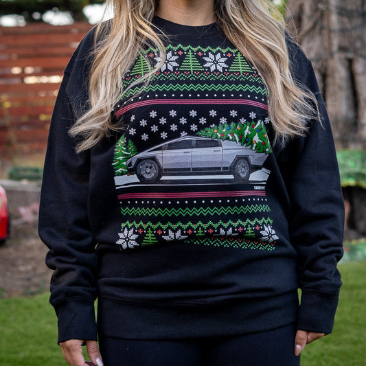 Maglione di Natale Brutto - Tesla Cybertruck -- Maglione Natalizio Brutto - Regalo per le Feste per gli Appassionati di Auto, Regalo di Natale Divertente, Regalo Tesla, Regalo Cybertruck