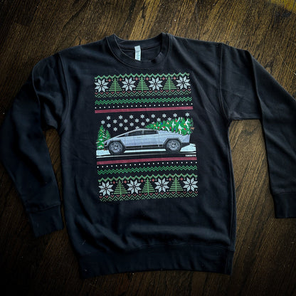 Maglione di Natale Brutto - Tesla Cybertruck -- Maglione Natalizio Brutto - Regalo per le Feste per gli Appassionati di Auto, Regalo di Natale Divertente, Regalo Tesla, Regalo Cybertruck