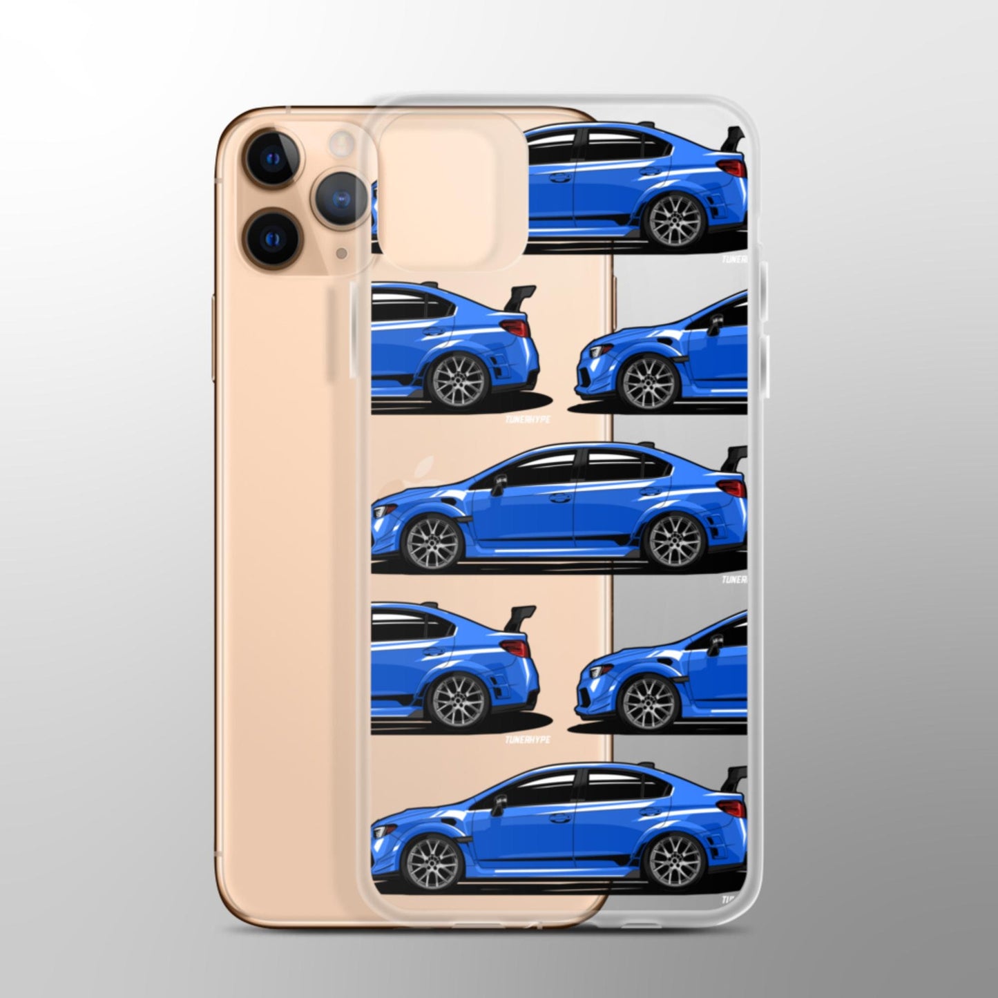 Custodia per iPhone trasparente Subaru WRX STI - Blu Rally Mondiale