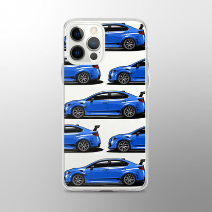 Custodia per iPhone trasparente Subaru WRX STI - Blu Rally Mondiale