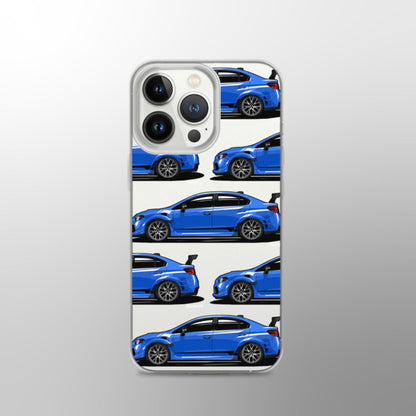 Custodia per iPhone trasparente Subaru WRX STI - Blu Rally Mondiale