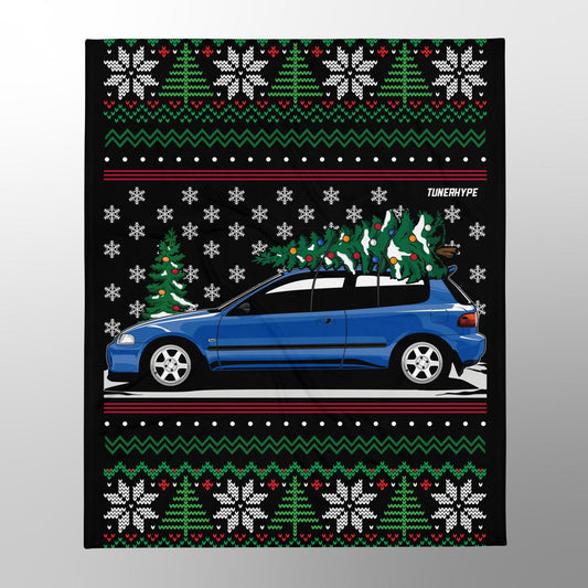 Coperta di Natale Brutta - Honda Civic EG su Volks - Maglione Brutto di Natale, Regalo per gli Appassionati di Auto per le Festività, Regalo di Natale Divertente, Maglione Brutto di Natale