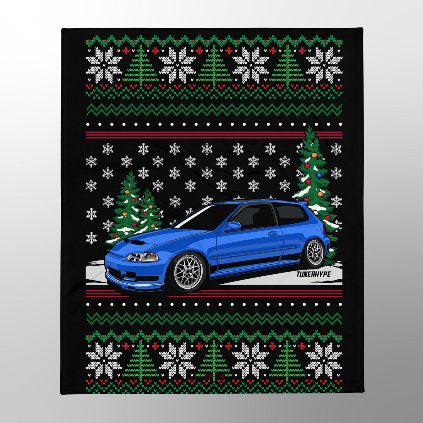 Coperta Natalizia Brutta - Honda Civic EG Captiva Blu - Maglione Natalizio Brutto, Regalo per gli Appassionati di Auto, Regalo Natalizio Divertente, Maglione Natalizio Brutto