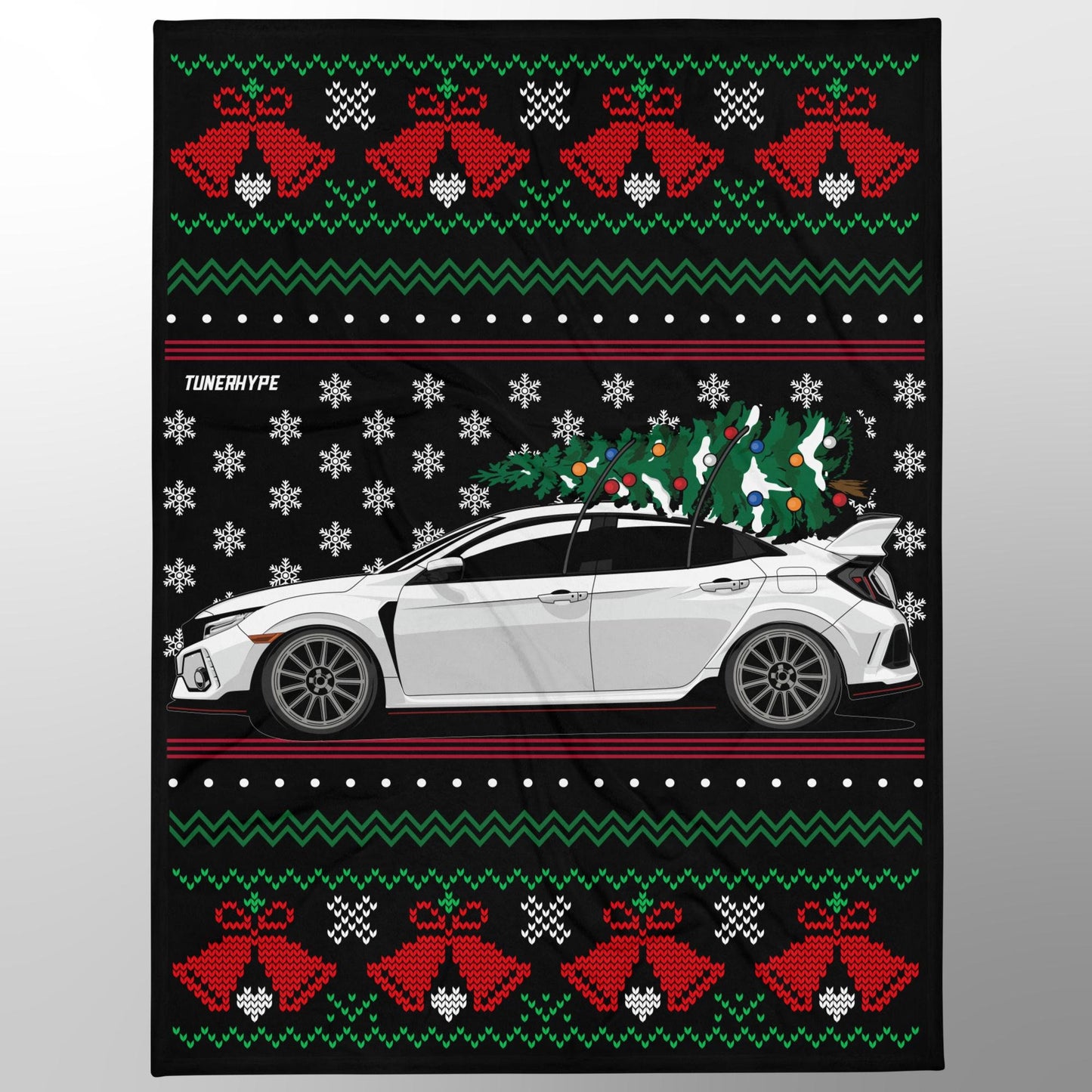 Coperta Natalizia Brutta - Honda Civic Type R FK8 - Maglione Natalizio Brutto, Regalo di Natale per Appassionati di Auto, Regalo di Natale Divertente, Maglione Natalizio Brutto