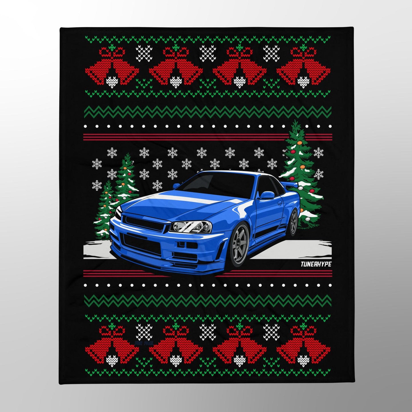 Coperta Natalizia Brutta - Nissan Skyline R34 GTR - Maglione Natalizio Brutto, Regalo per Appassionati di Auto, Regalo Natalizio Divertente, Maglione Natalizio Brutto