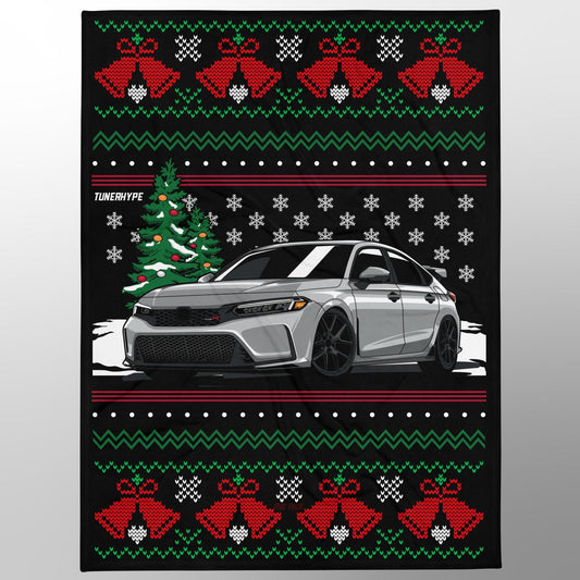 Coperta Natalizia Brutta - Honda Civic Type R FL5 Grigia - Maglione Natalizio Brutto, Regalo Natalizio per Appassionati di Auto, Regalo Natalizio Divertente, Natale Brutto