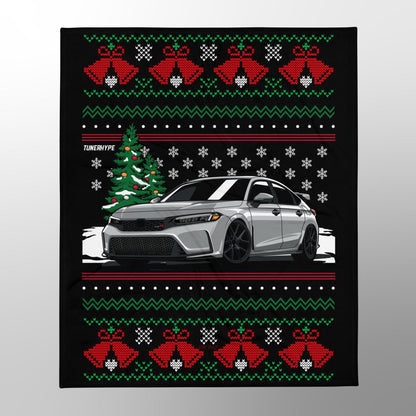 Coperta Natalizia Brutta - Honda Civic Type R FL5 Grigia - Maglione Natalizio Brutto, Regalo Natalizio per Appassionati di Auto, Regalo Natalizio Divertente, Natale Brutto