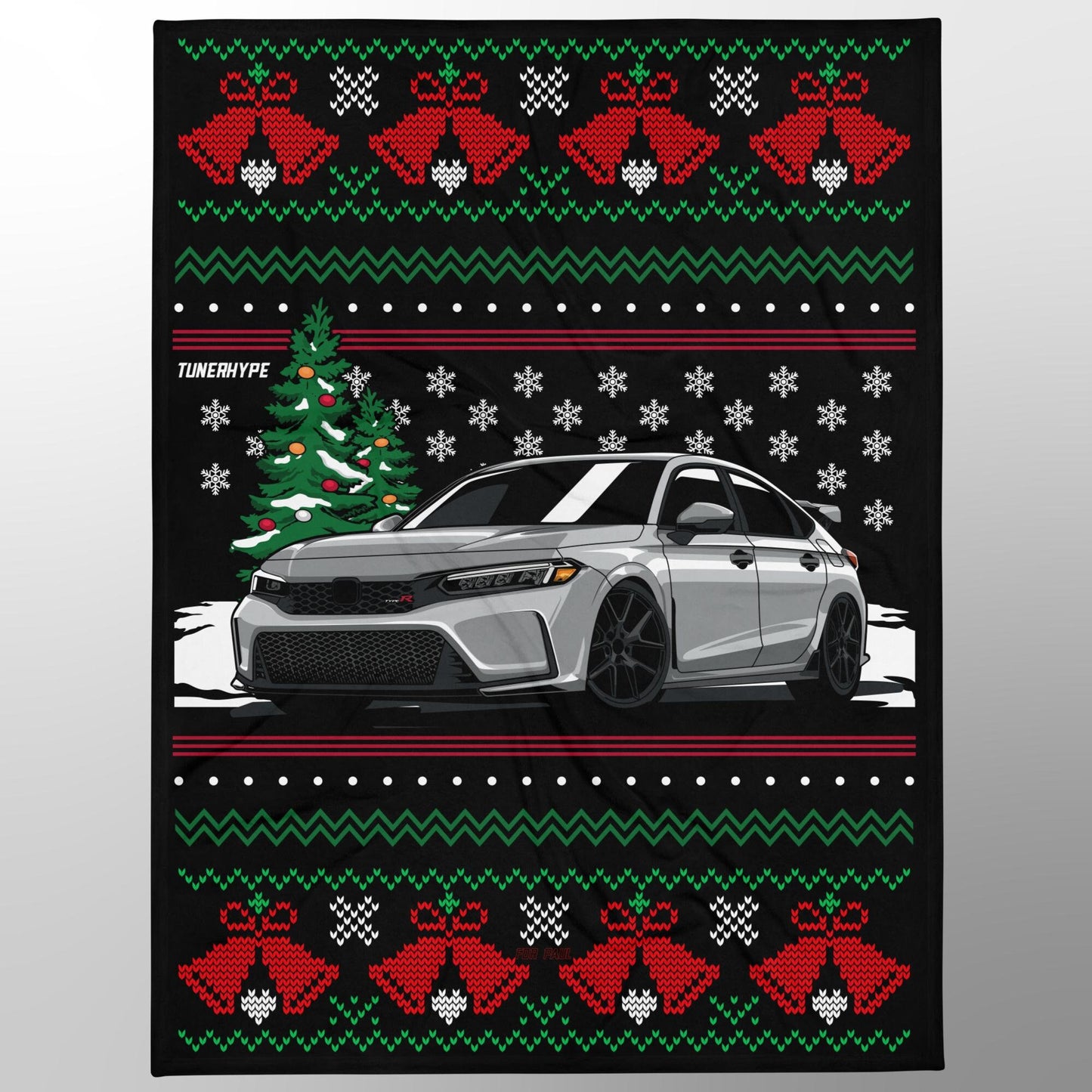 Coperta Natalizia Brutta - Honda Civic Type R FL5 Grigia - Maglione Natalizio Brutto, Regalo per Appassionati di Auto, Regalo di Natale Divertente, Natale Brutto