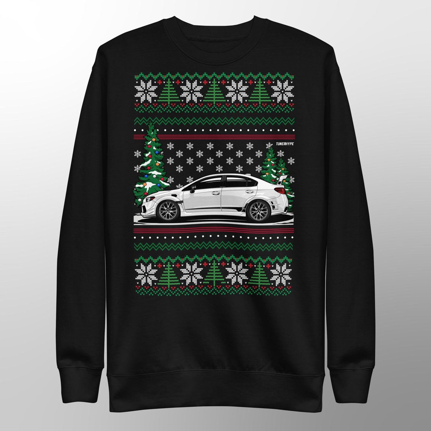 Maglione di Natale Brutto - Subaru WRX in Bianco - Maglione di Natale Brutto - Regalo di Natale per Appassionati di Auto, Regalo di Natale Divertente