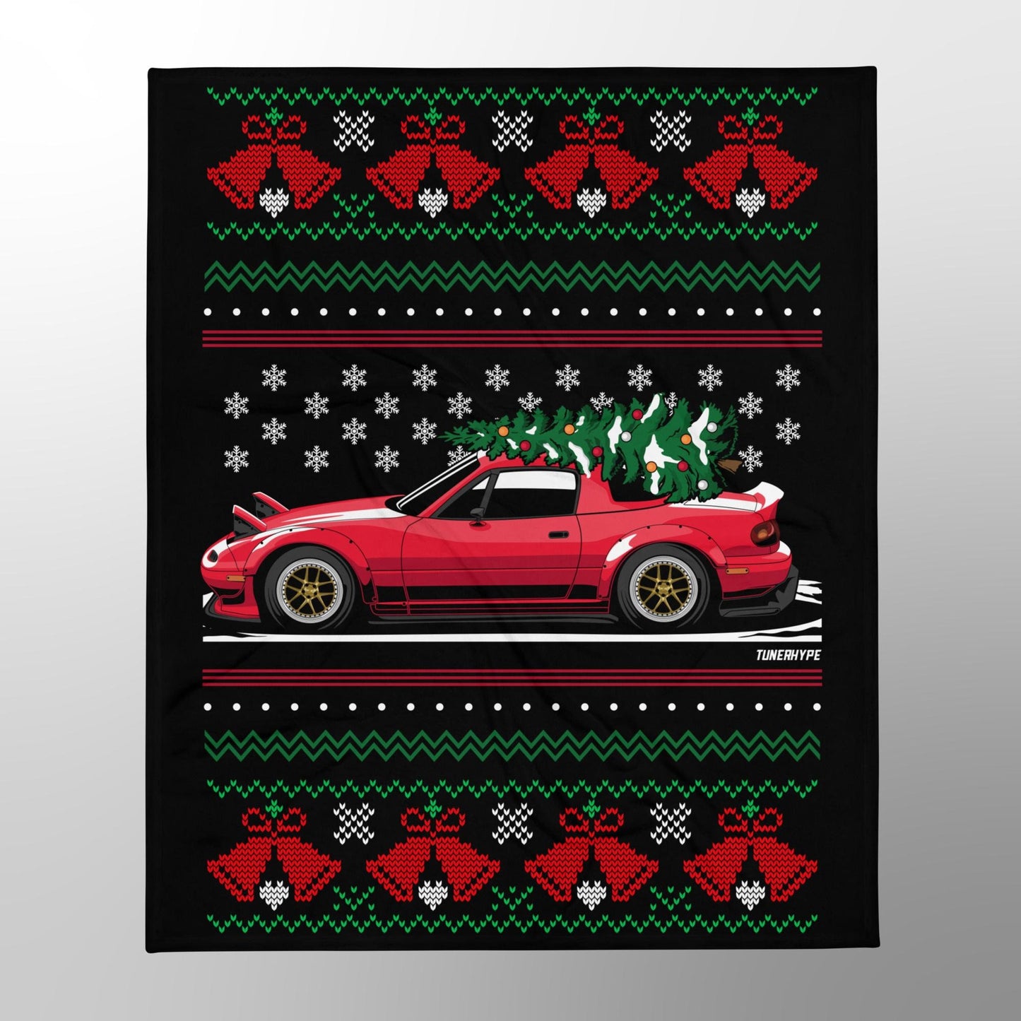 Coperta Natalizia Brutta - Mazda Miata Rossa - Maglione Natalizio Brutto, Regalo per Appassionati di Auto, Regalo di Natale Divertente, Maglione Natalizio Brutto