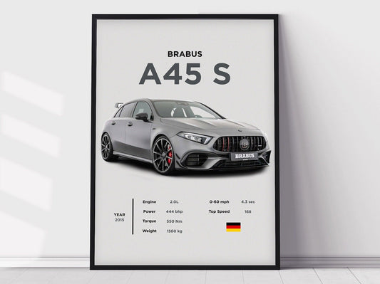 Brabus A45 S Poster Print, Boys Room Decor, Home Office Art, Room Decor, Digital Posters, Car Posters