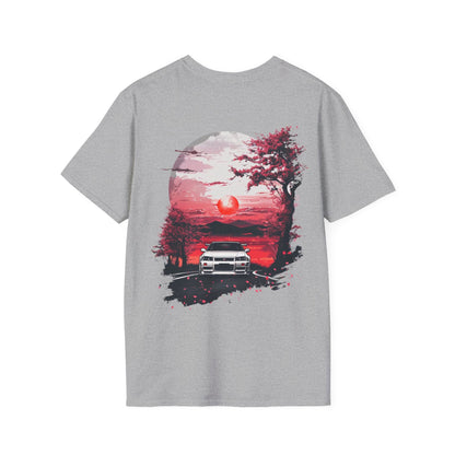 JDM Oversized T-Shirt Sunset and Cherry Blossom Nissan R34 GTR