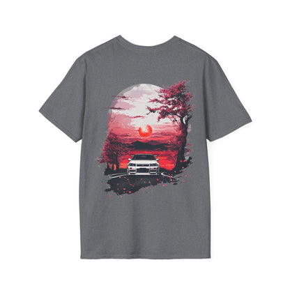 JDM Oversized T-Shirt Sunset and Cherry Blossom Nissan R34 GTR