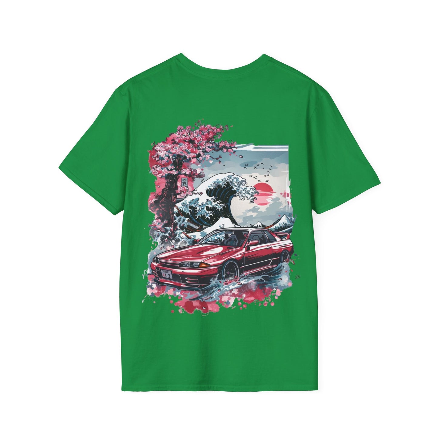 Jdm T-Shirt R32 Skyline GTR Sunset Cherry Blossom Waves Design