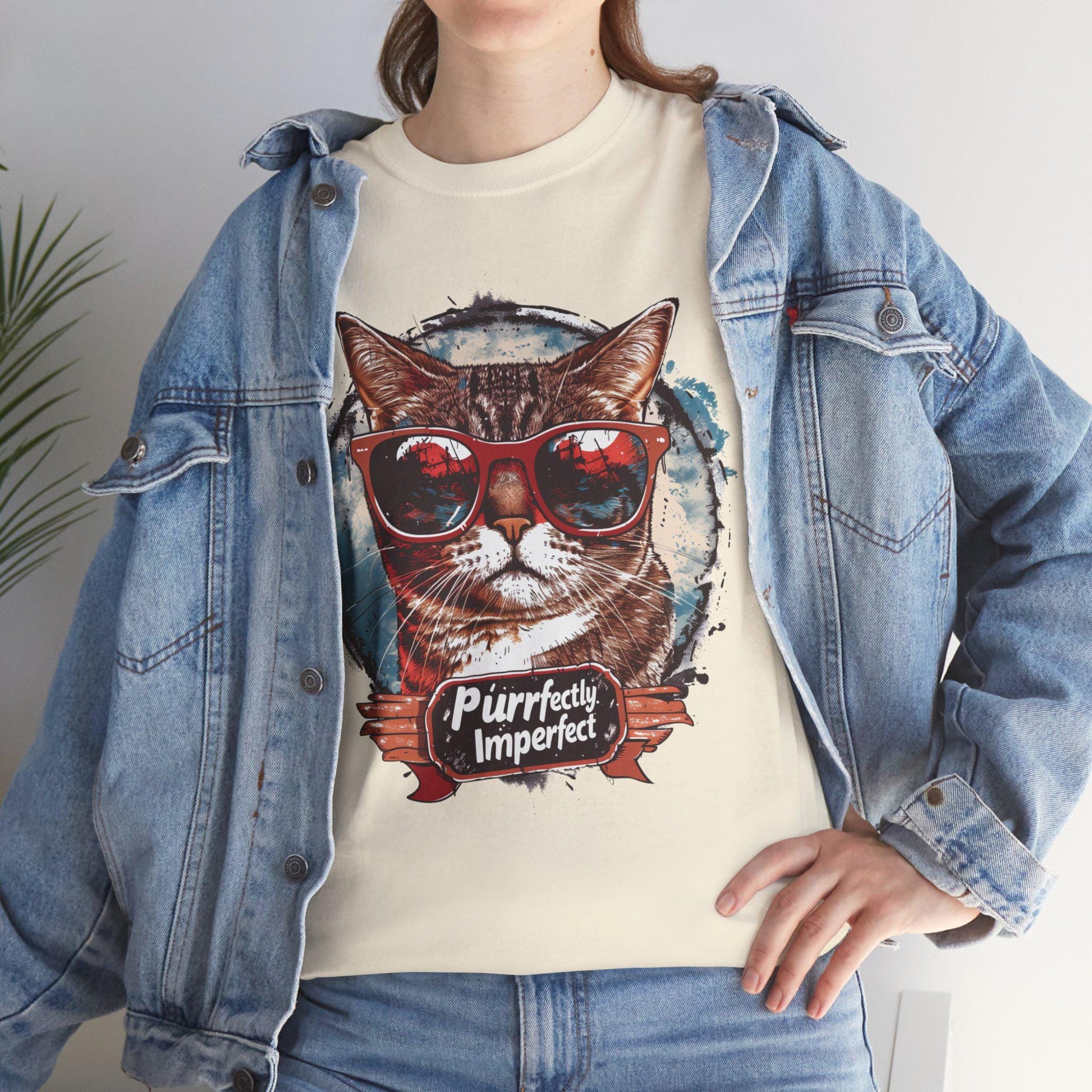 Purrfectly Imperfect Retro Graphic T-Shirt, Vintage Unisex Adult T Shirt, Vintage Kitten T Shirt, Cat T-Shirt, Funny Shirt, Retro Gifts