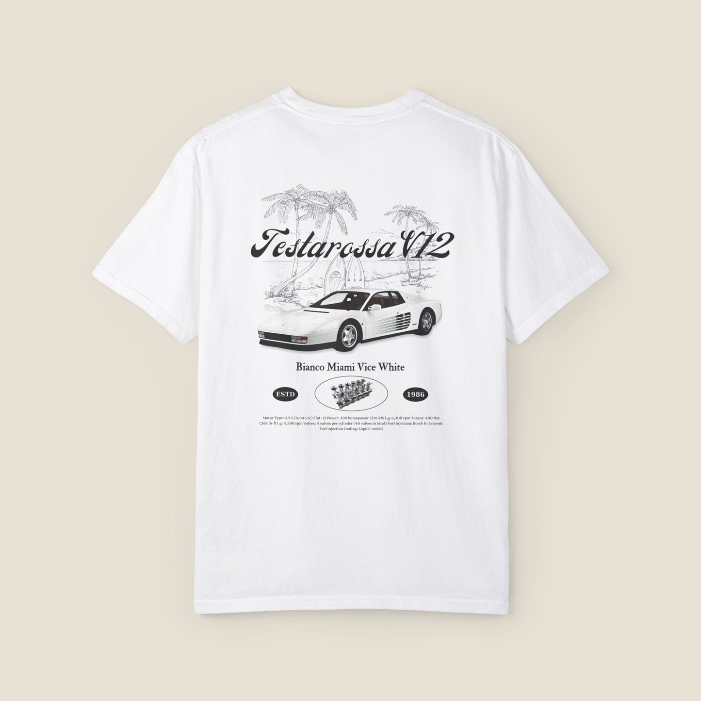 Classic Ferrari Testarossa V12 T-Shirt - Premium Car Enthusiast Tee