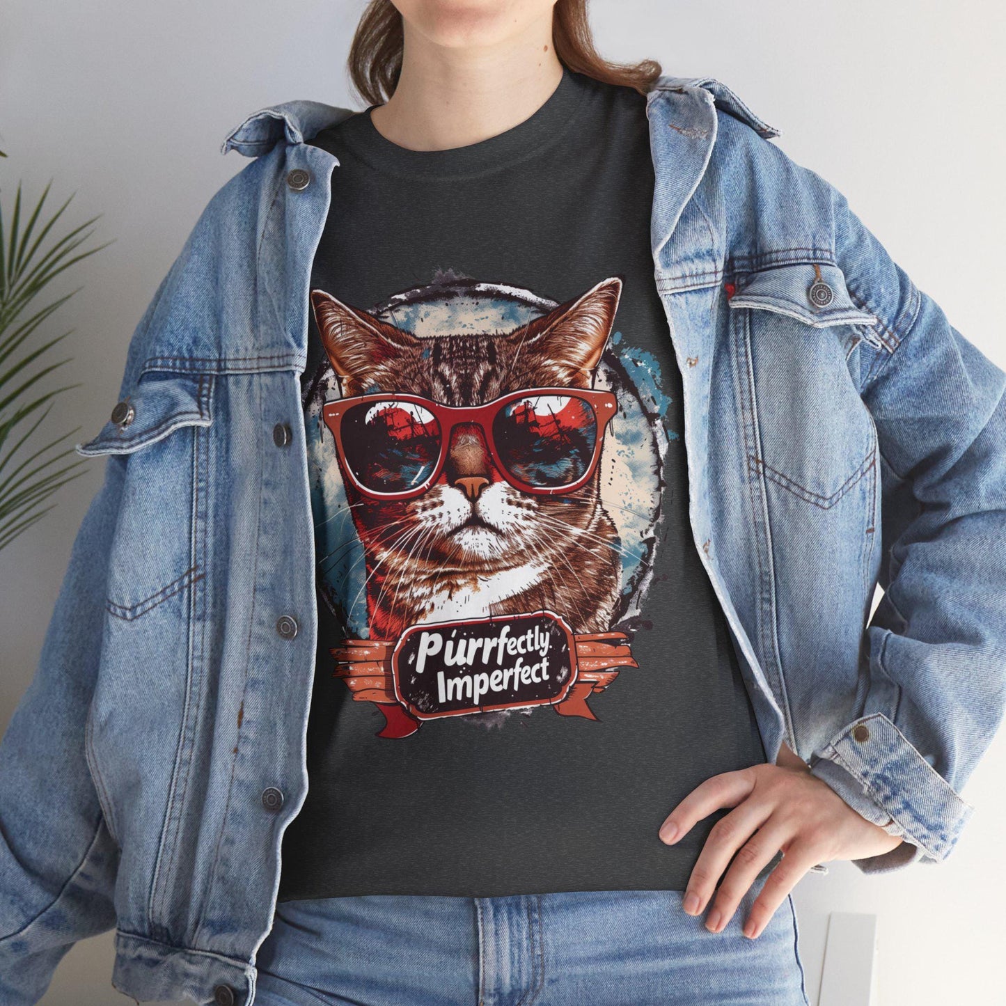 Purrfectly Imperfect Retro Graphic T-Shirt, Vintage Unisex Adult T Shirt, Vintage Kitten T Shirt, Cat T-Shirt, Funny Shirt, Retro Gifts