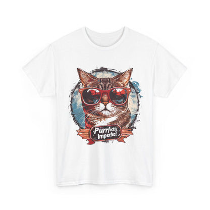 Purrfectly Imperfect Retro Graphic T-Shirt, Vintage Unisex Adult T Shirt, Vintage Kitten T Shirt, Cat T-Shirt, Funny Shirt, Retro Gifts