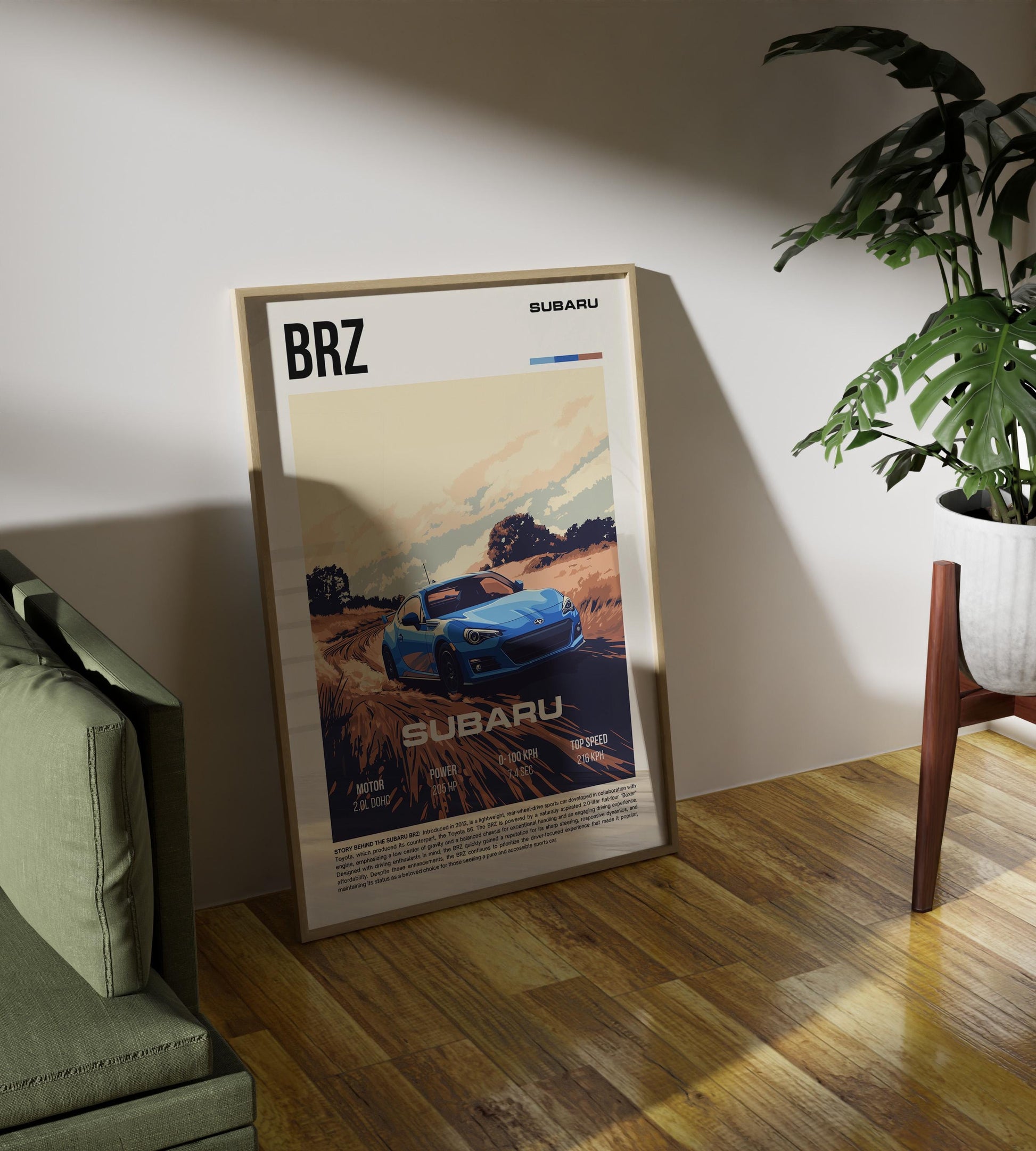 Subaru BRZ Poster - Retro Style JDM Sports Car Wall Art - Iconic Car Enthusiast Decor - Perfect Gift for Subaru Fans and Automotive Lovers