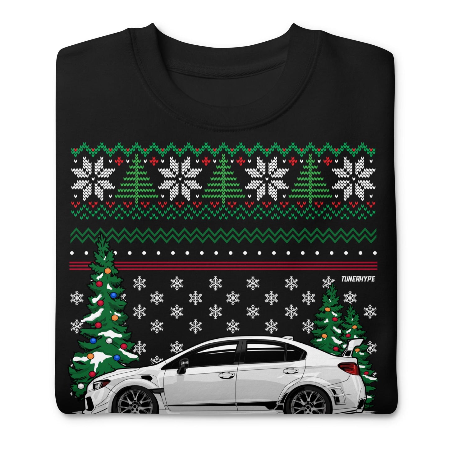 Maglione di Natale Brutto - Subaru WRX in Bianco - Maglione di Natale Brutto - Regalo di Natale per Appassionati di Auto, Regalo di Natale Divertente