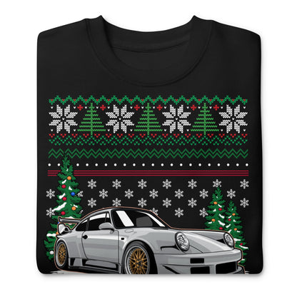 Maglione di Natale Brutto - Porsche 911 964 Grigio - Maglione di Natale Brutto - Regalo di Natale per gli Appassionati di Auto, Regalo di Natale Divertente, Regalo 911, Regalo Porsche